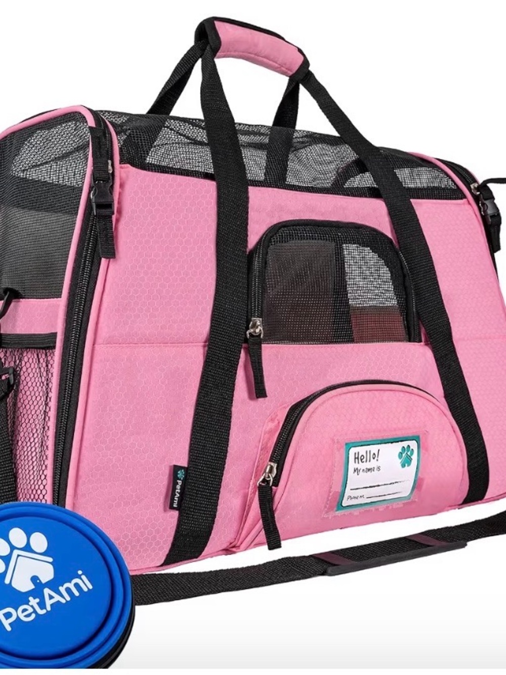 Petit Ami Pink and Black Soft-Sided Pet Carrier